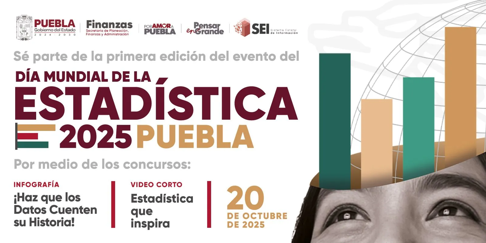 Banner del Día Mundial de la Estadística 2025 Puebla
